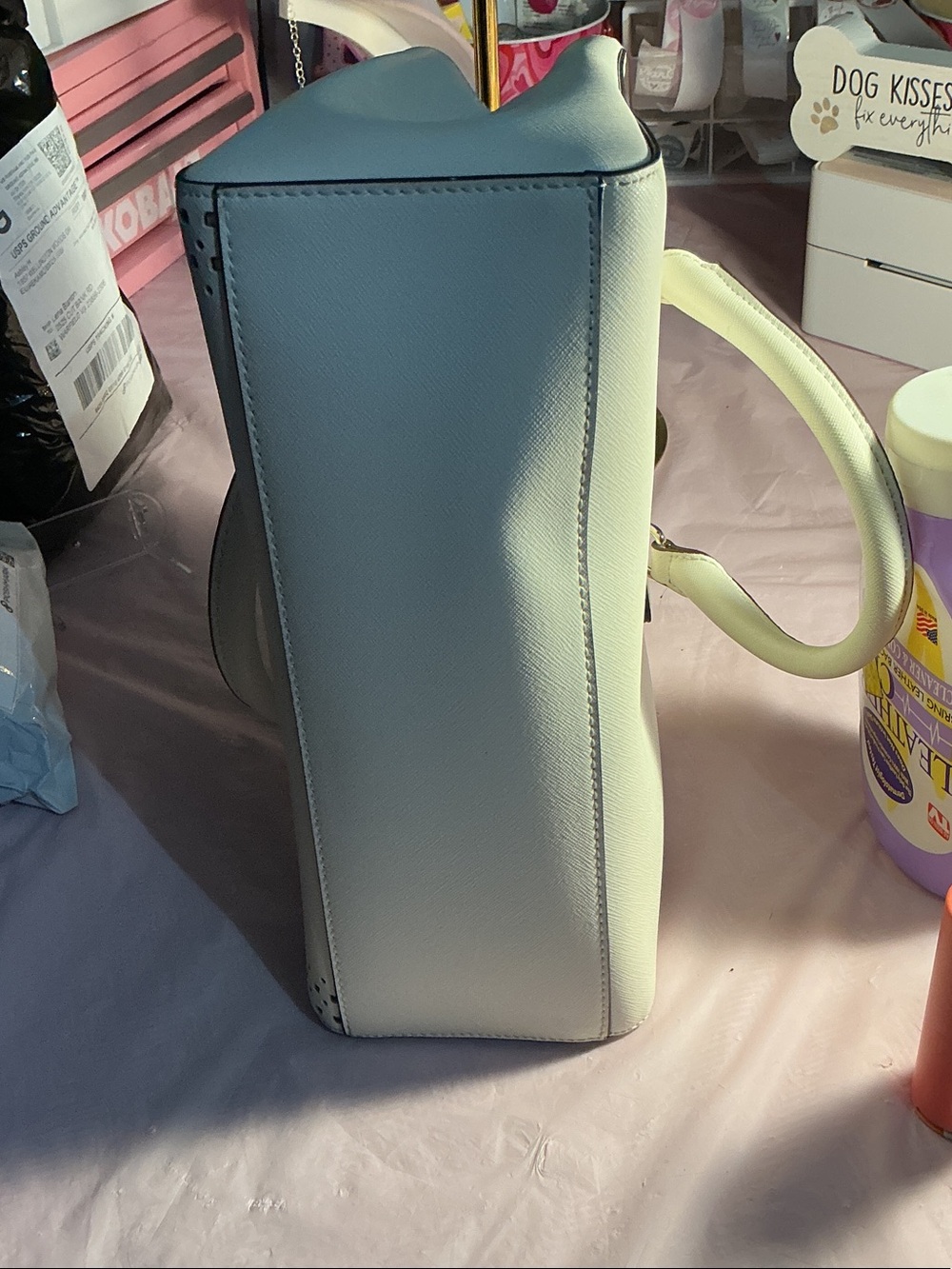 DKNY White Perforated Satchel - Picture 9 of 12